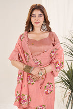 Ideal Peach Color Crush Fabric Designer Saree