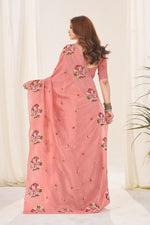 Ideal Peach Color Crush Fabric Designer Saree