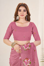 Ideal Pink Color Crush Fabric Designer Saree