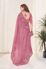 Ideal Pink Color Crush Fabric Designer Saree