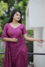 Amazing Purple Color Net Fabric Designer Saree