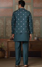 Grand Green Color Viscose Fabric Kurta Pajama and Jacket