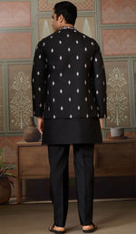 Grand Black Color Viscose Fabric Kurta Pajama and Jacket