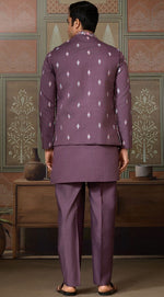 Grand Purple Color Viscose Fabric Kurta Pajama and Jacket