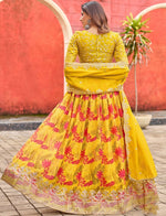 Amazing Yellow Color Silk Fabric Party Wear Lehenga