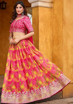Amazing Pink Color Silk Fabric Party Wear Lehenga