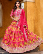 Amazing Pink Color Silk Fabric Party Wear Lehenga