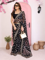 Beautiful Black Color Georgette Fabric Casual Saree