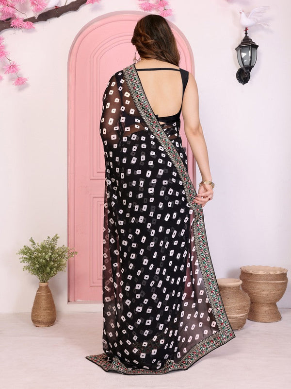 Beautiful Black Color Georgette Fabric Casual Saree