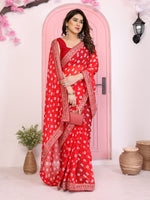 Beautiful Red Color Georgette Fabric Casual Saree