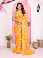 Beautiful Yellow Color Georgette Fabric Casual Saree