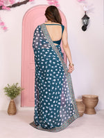 Beautiful Teal  Color Georgette Fabric Casual Saree