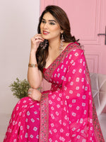Beautiful Pink Color Georgette Fabric Casual Saree
