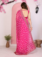 Beautiful Pink Color Georgette Fabric Casual Saree