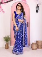 Beautiful Blue Color Georgette Fabric Casual Saree