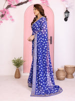 Beautiful Blue Color Georgette Fabric Casual Saree