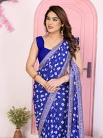 Beautiful Blue Color Georgette Fabric Casual Saree