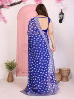 Beautiful Blue Color Georgette Fabric Casual Saree
