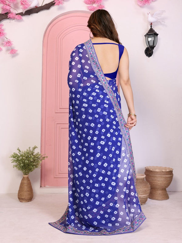 Beautiful Blue Color Georgette Fabric Casual Saree