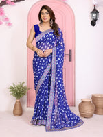 Beautiful Blue Color Georgette Fabric Casual Saree