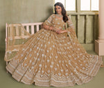 Magnetic Beige Color Net Fabric Party Wear Lehenga