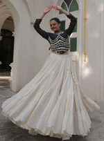 Lovely Cream Color Cotton Fabric Party Wear Lehenga