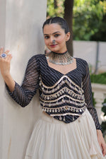 Lovely Cream Color Cotton Fabric Party Wear Lehenga