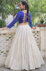 Lovely Cream Color Cotton Fabric Party Wear Lehenga