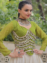 Lovely Cream Color Cotton Fabric Party Wear Lehenga