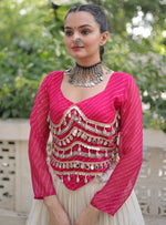 Lovely Cream Color Cotton Fabric Party Wear Lehenga