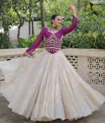 Lovely Cream Color Cotton Fabric Party Wear Lehenga