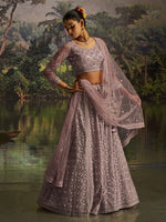 Lovely Purple Color Net Fabric Party Wear Lehenga