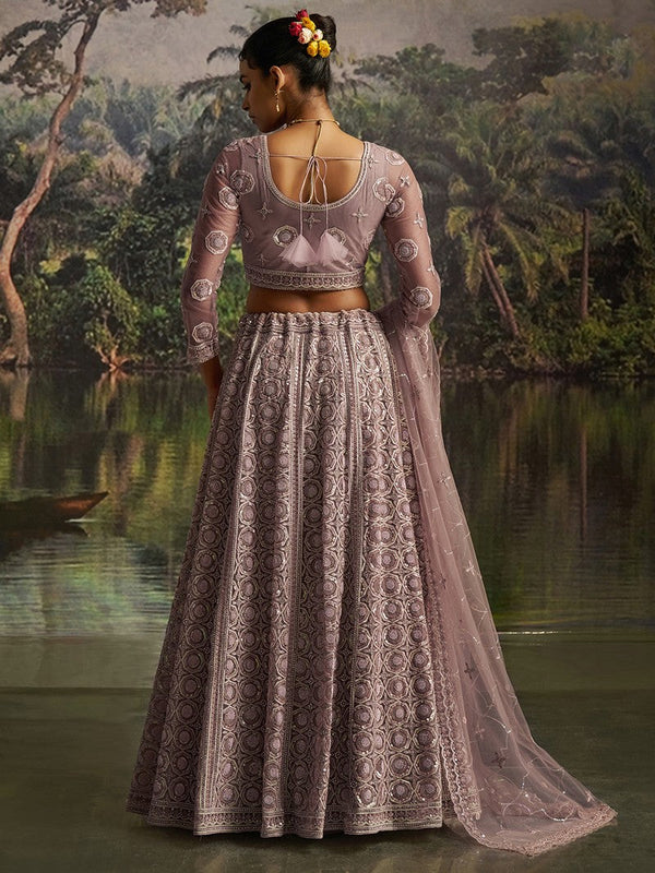 Lovely Purple Color Net Fabric Party Wear Lehenga