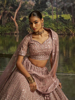 Lovely Wine Color Net Fabric Party Wear Lehenga