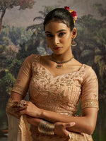 Lovely Peach Color Net Fabric Party Wear Lehenga