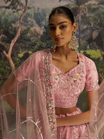 Lovely Pink Color Net Fabric Party Wear Lehenga