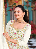 Tasteful Cream Color Georgette Fabric Plazzo Suit