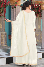Tasteful Cream Color Georgette Fabric Plazzo Suit