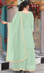 Tasteful Green Color Georgette Fabric Plazzo Suit
