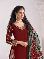 Amazing Maroon Color Silk Fabric Patiala Suit