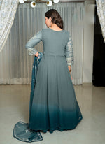 Beauteous Grey Color Georgette Fabric Designer Suit