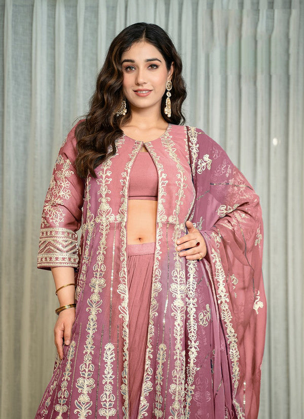 Beauteous Pink Color Georgette Fabric Designer Suit