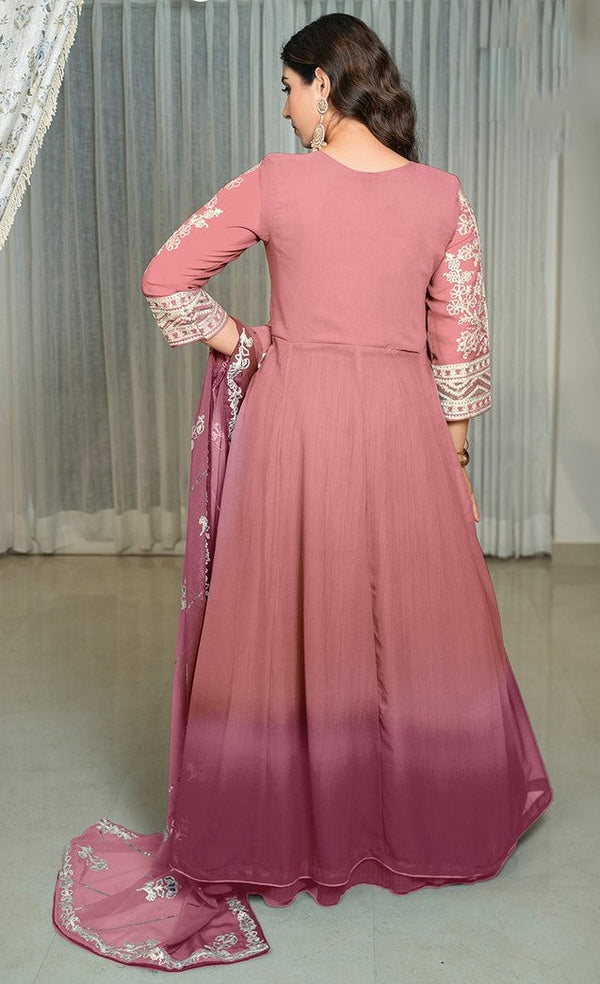 Beauteous Pink Color Georgette Fabric Designer Suit