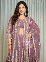 Beauteous Purple Color Georgette Fabric Designer Suit