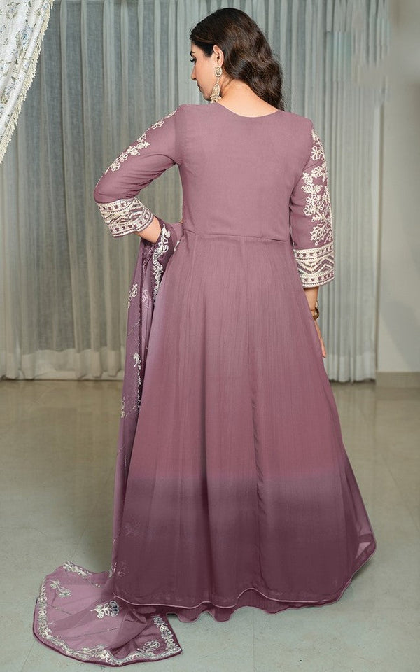 Beauteous Purple Color Georgette Fabric Designer Suit