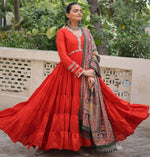 Striking Orange Color Silk Fabric Gown