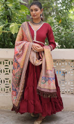 Striking Maroon Color Silk Fabric Gown
