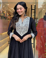 Gorgeous Black Color Chanderi Fabric Designer Suit