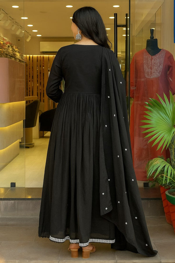 Gorgeous Black Color Chanderi Fabric Designer Suit