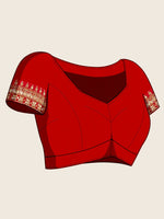 Beautiful Red Color Vichitra Fabric Designer Saree